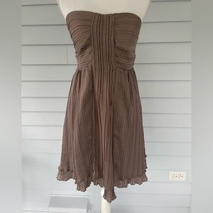 MM Couture, Size Small, Taupe Strapless Pleated Dress